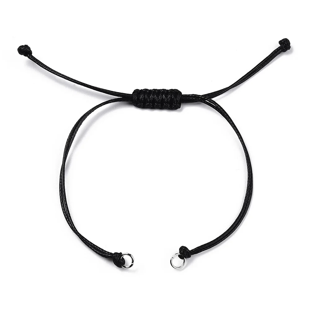 100 stücke mehrfarbige koreanische gewachste Polyester Schnur geflochtene Armbänder mit Eisen Sprung ringe für verstellbare Link Armband Seil machen