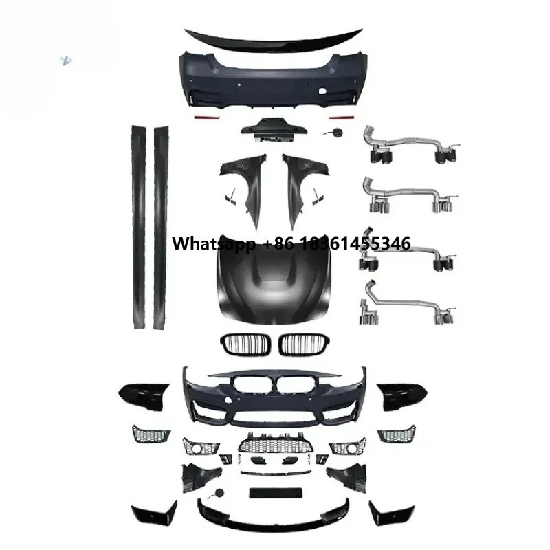 

for F30 to F80 F30 M3 Body Kit 2013-2018 Side Skirts Exhaust Pipe and Hood Spoiler Grille F30 M3 Bodykit