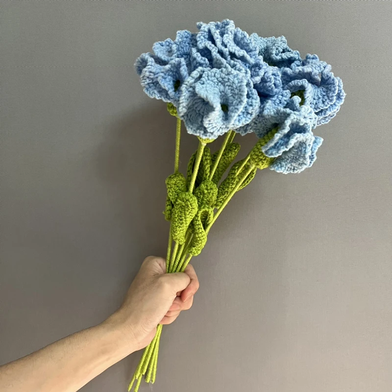 Creative Simulation Carnation Crochet Flower Hand Knitted Warm Bouquet Wedding Bouquet Party Decor Mother's Holiday Gift