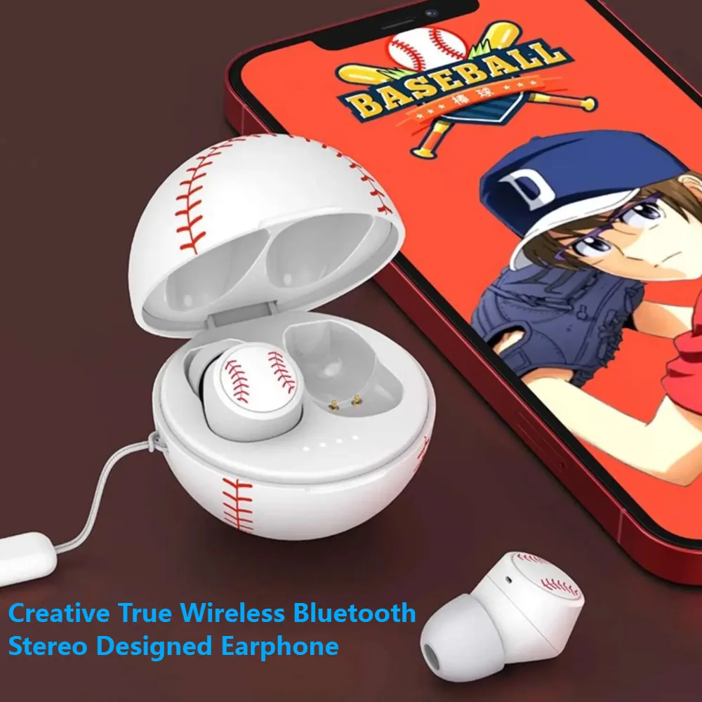 

Creative True Wireless Bluetooth Stereo Designed Earphones Noise Cancelling Earbuds For Football Basketball Baseball Fans Gift