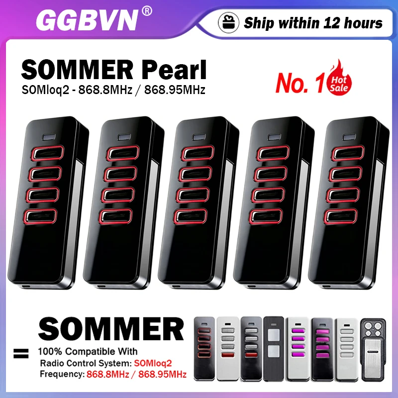 SOMMER Pearl Slider Vibe Twin Status 4018 4019 4018V000 4019V000 Garage/Gate Remote Control 868.8MHz 868.95MHz For SOMloq2 Radio