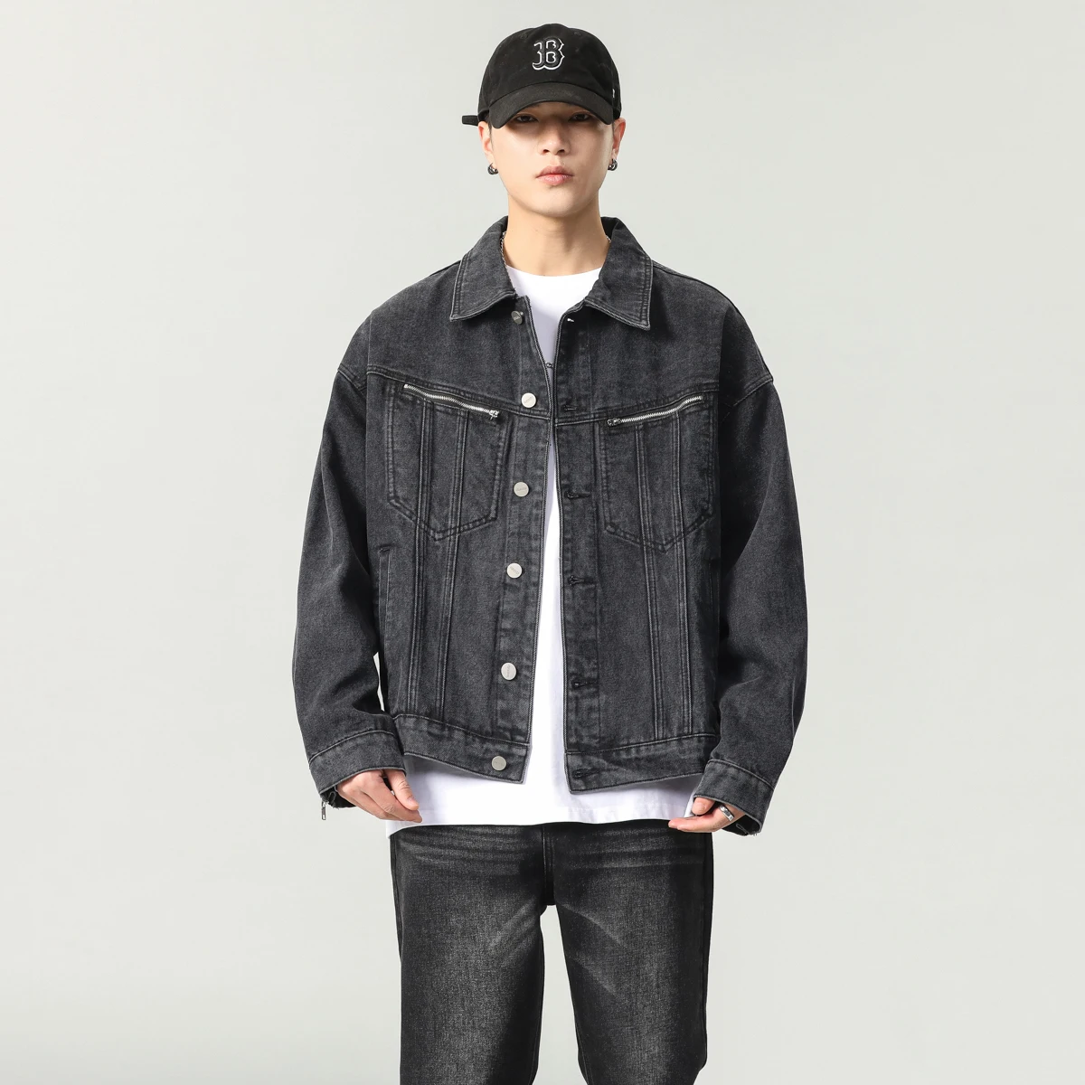 

Spring Autumn Denim Jacket Men Streetwear Casual Fashion Loose Vintage Denim Jeans Jacket Coat Man Outerwear