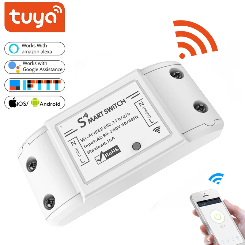 Tuya  Wi-Fi Smart Light Switch Universal Breaker Timer Smart Life APP Wireless Remote Control Works with Alexa Google Home IFTTT