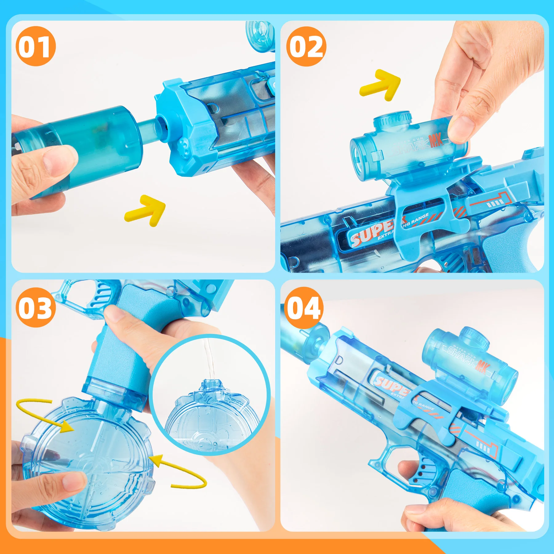 Pistola ad acqua elettrica Unilabo, silenziatore da gioco ad alta potenza, grande capacità, divertimento estivo in piscina sulla spiaggia, battaglia notturna, regalo estivo definitivo