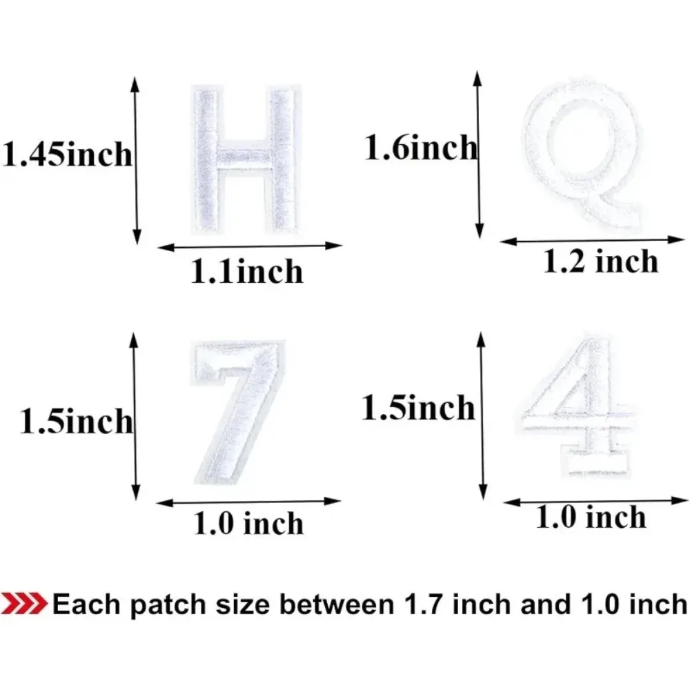 Patches Alphabet Bestickte Aufnäher A-Z Zahlen 0-9 Applikationen für Kleidung Aufbügelbare Buchstaben und Zahlen Patches Weiße Buchstaben 72 Stück
