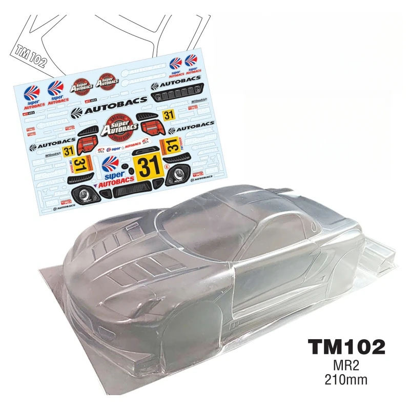 

TM102 1/10 Mini MR2 Drift Body Shell, 210mm M-Chassis Tamiya Kyosho