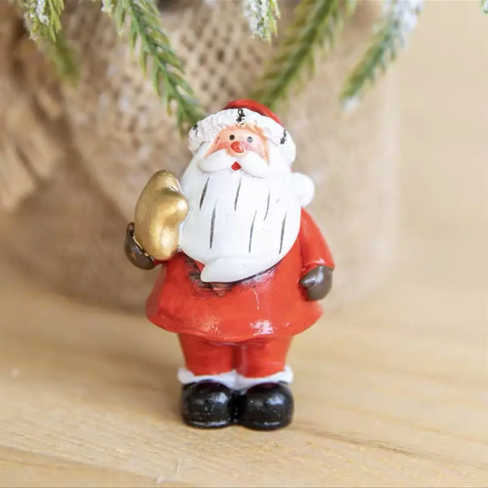 Kleine Kerst Santa Claus Nieuwjaar 2022 Schattige Dieren Sneeuwpop Figuren Miniatuur Beeldjes Cadeau Terrarium Ornament Auto Decoratie