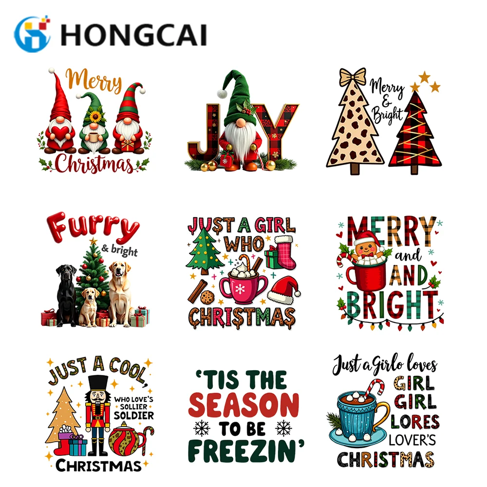 

Set of 9 Christmas Iron-On Transfers: Cartoon Dwarf DTF Transfers for DIY Clothing Decoration (HTV Iron-On Patches)