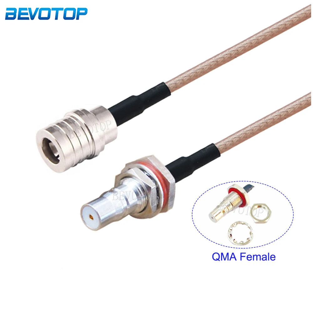 

RG316 QMA Male Plug to Waterproof QMA Female Bulkhead Connector 50Ohm Low Loss RG-316 RF Coaxial Extension Jumper Pigtail Cord