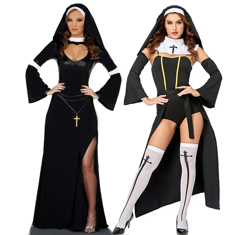 

NEW Carnival Halloween Lady Religious Nun Habit Costume Convent Choir Superior Roleplay Cosplay Fancy Party Dress