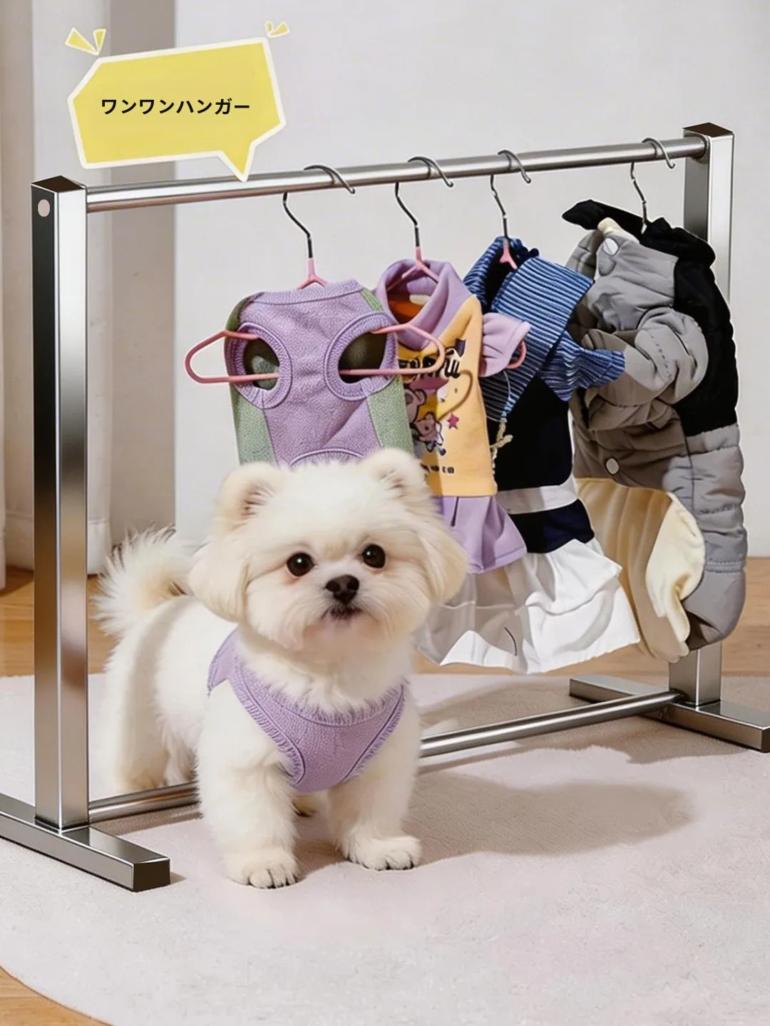 Stainless Steel Pet Clothes Hanger Doggy Doll Small Clothes Drying Rack Free Standing Adorable Baby Clothes Hanger - view 3
