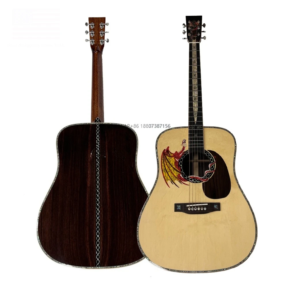 

High Quality Acoustic Guitar with Madagascar Rosewood Spruce Solid Fingerboard Ebony-Stringed Instrument