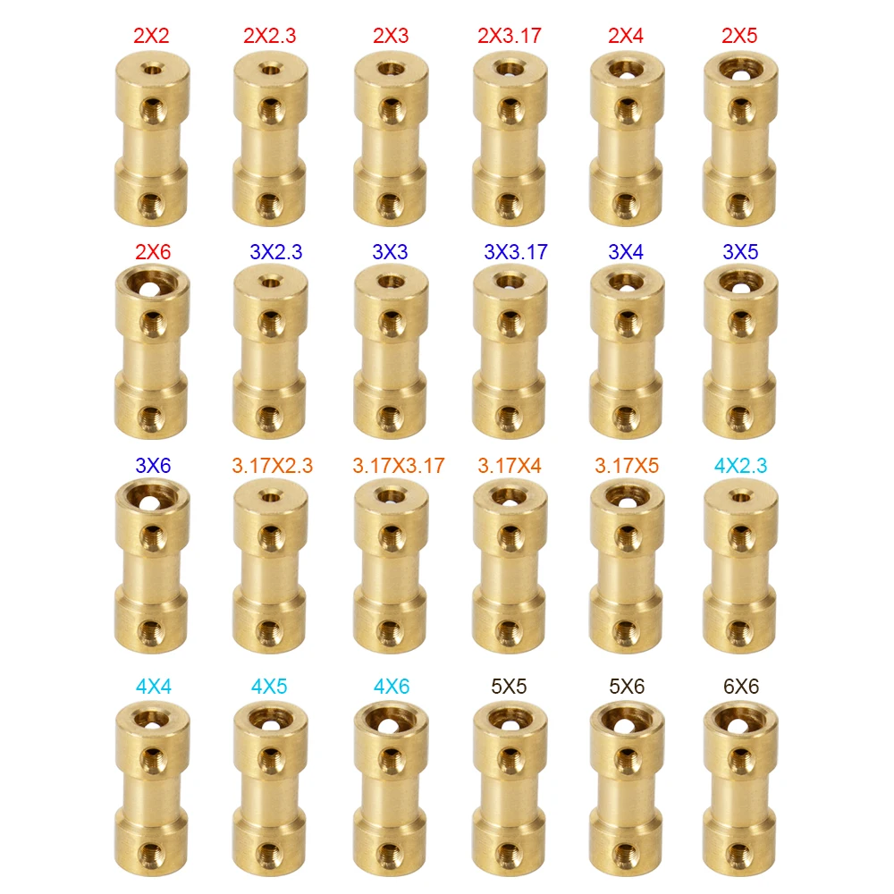 AXSPEED 10Pcs 2/2.3/3/3.17/4/5/6mm Latão Flexível Eixo do Motor Acoplador Conector de Transmissão do Motor para Carro Barco RC