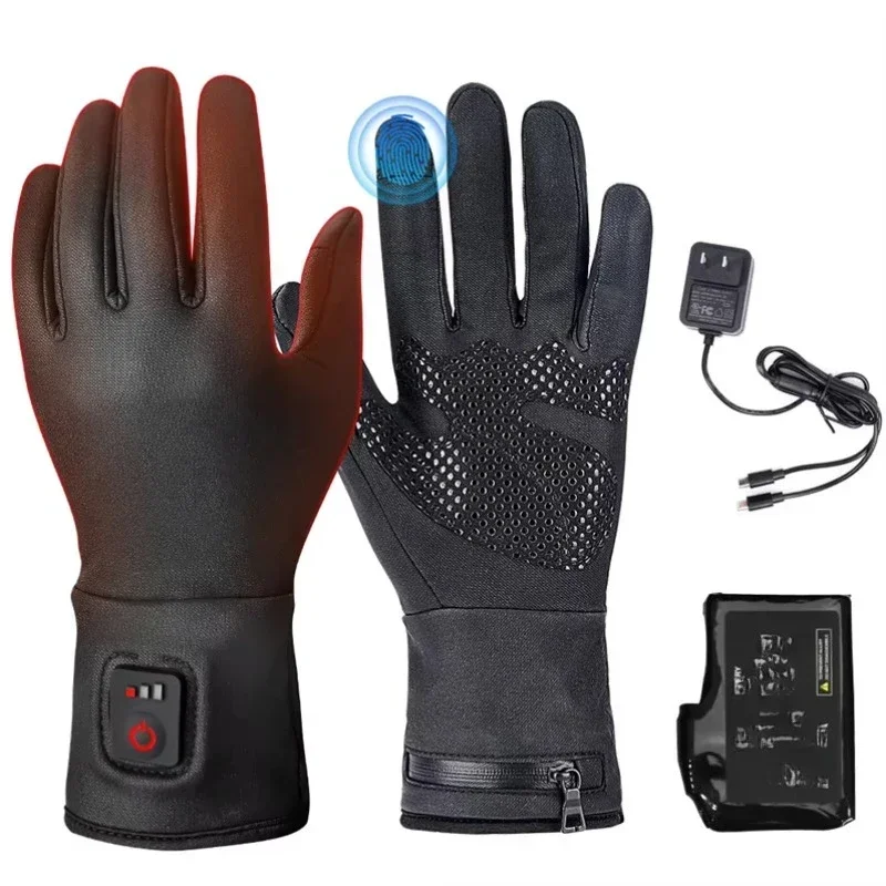 Guantes calefactables para hombre y mujer, acolchados, impermeables y cálidos, guantes finos, para esquí, golf, senderismo en invierno