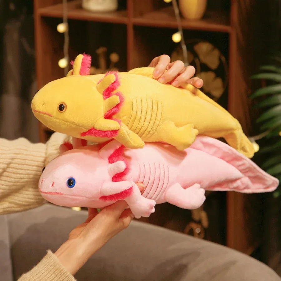 45cm Kawaii colorido Axolotl peluche de juguete lindo salamandra Plushie almohada de cuerpo largo muñeco de peluche suave regalo para niños