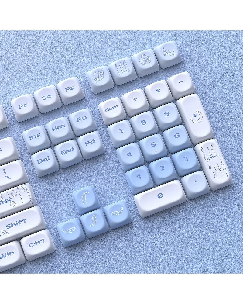 

Keycap Five-sided Sublimation MOA Height Small Full Set of 120 + Keys PBT Shower Blue