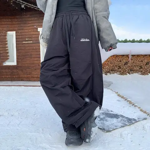 Winter Thicken Warm Fleece Pants Women Y2K American Retro Baggy Sweatpants Female Harajuku High Waist Hip Hop Wide Leg Trousers