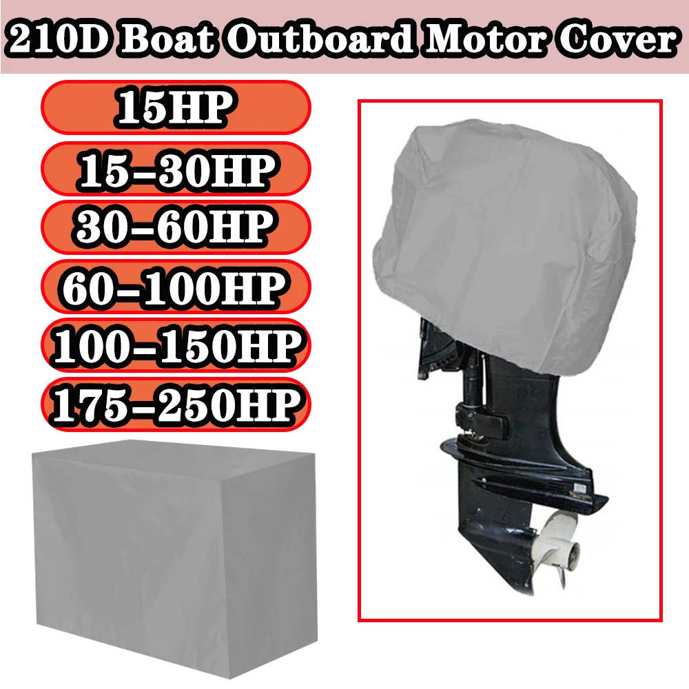 Boat Motor Cover Waterproof UV-Proof Half Outboard Motor Engine Boat Cover Marine Motor Protective Dustproof Cover 15-250HP