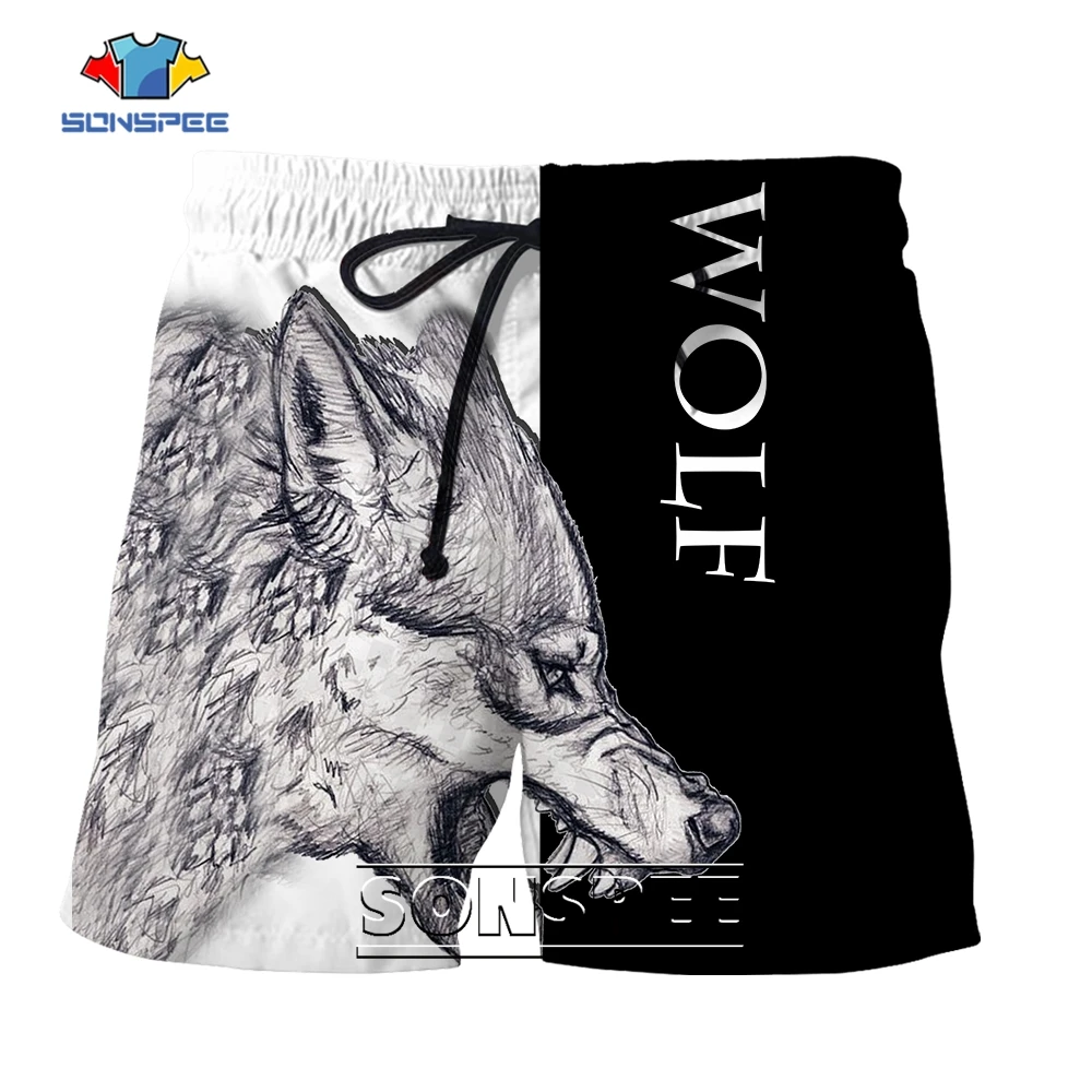 SONSPEE Novelty Animal Harajuku 3D Print Shorts Proud and Aloof Wolf Patten Plus Size Men Women Trend Personality Short Pants