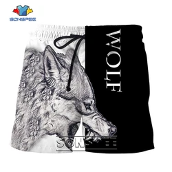 SONSPEE-pantalones cortos con estampado 3D de Animal Harajuku para hombre y mujer, ropa de talla grande con estampado de lobo orgulloso y Aloof