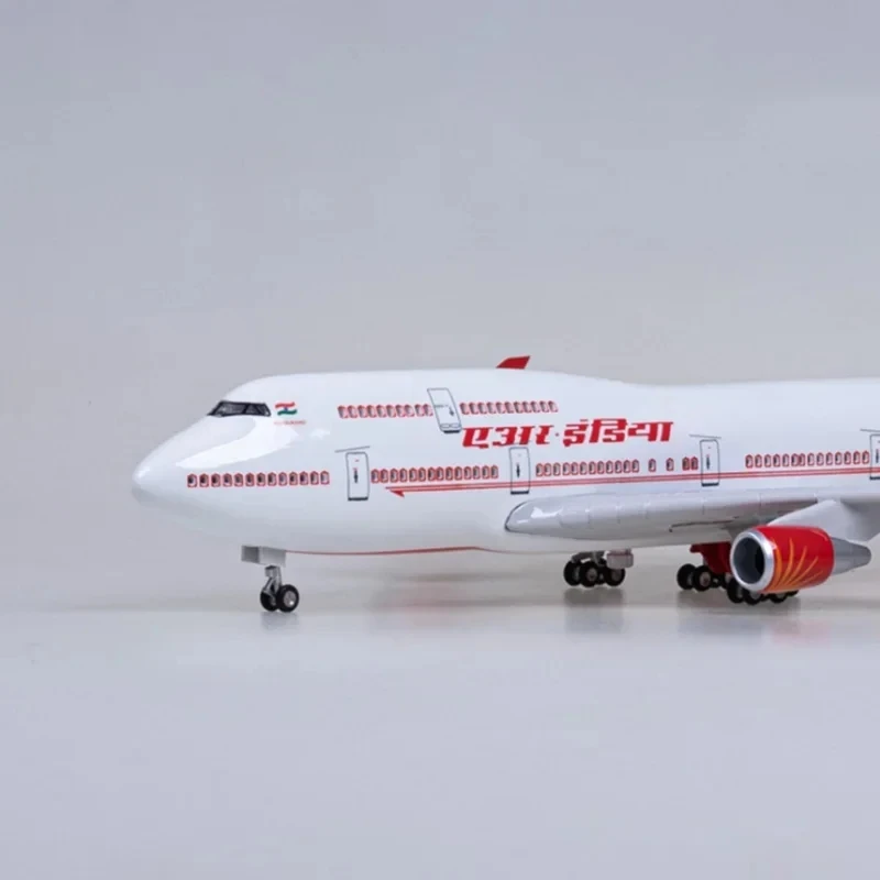 47CM 1:160 Scale Diecast Model India Airlines Boeing 747 Resin Airplane Airbus With Light And Wheels Toy Collection Display Gift