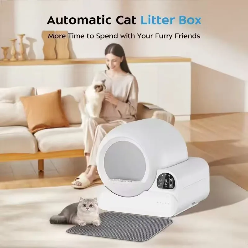 OEM Smart Cat Litter Box Large 70L Automatic Self-Cleaning Cat Toilet with Safe Anti-Pinch Design, Customizable