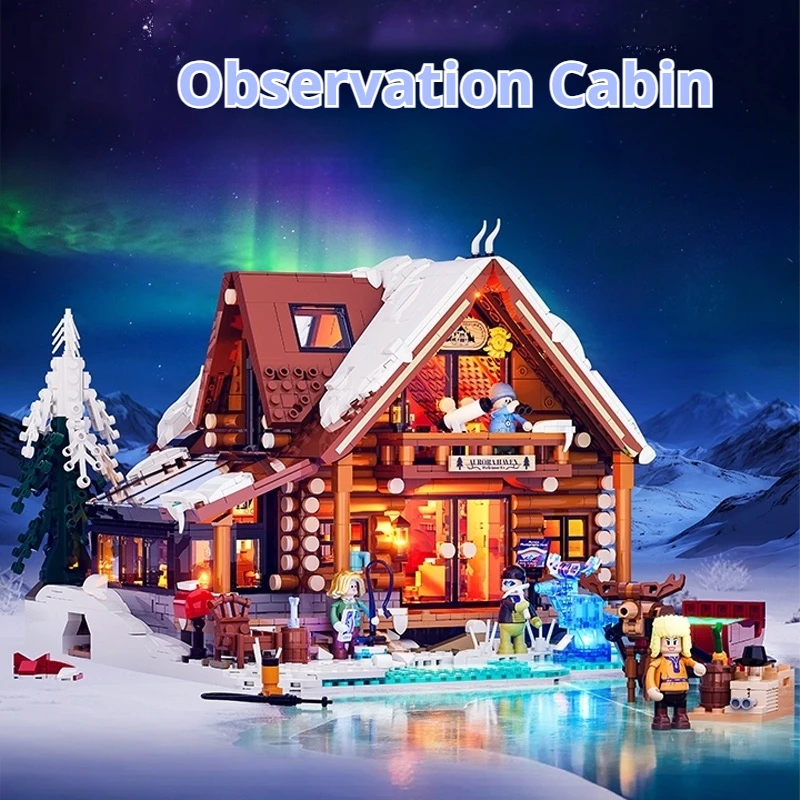 الصين بناء كتلة نموذج مصباح مجموعة الرجعية منزل سلسلة المراقبة منزل خشبي تجميع بناء كتلة