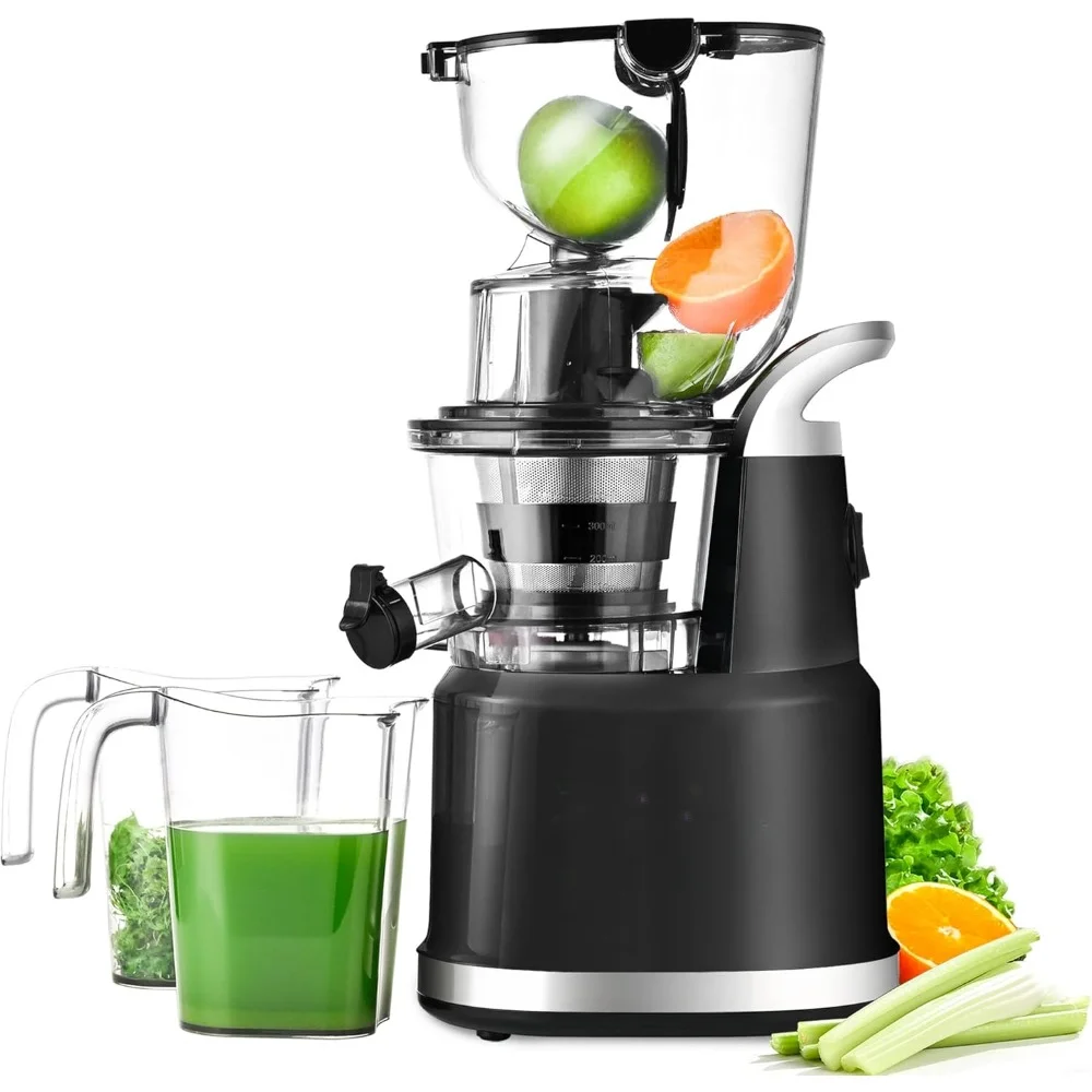 

Cold Press Juicer with Double Strainers, Slow Masticating Juicers, 3.26" Wide Feed & High Juice Yield & Anti Drip Design, Juicer