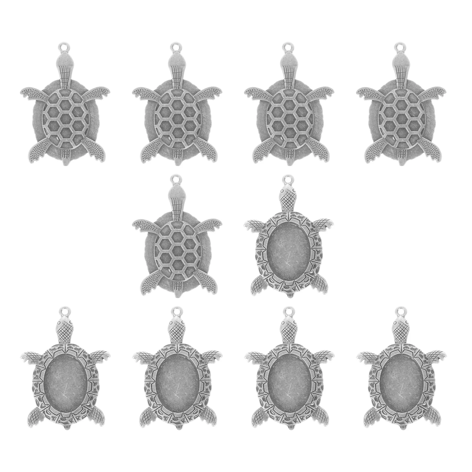 

10pcs Gemstone Bases Jewelry Bezel Zinc Alloy Rustproof Diy Necklace Bracelet Earring Pendant Blank Sea Turtle Shape Creative