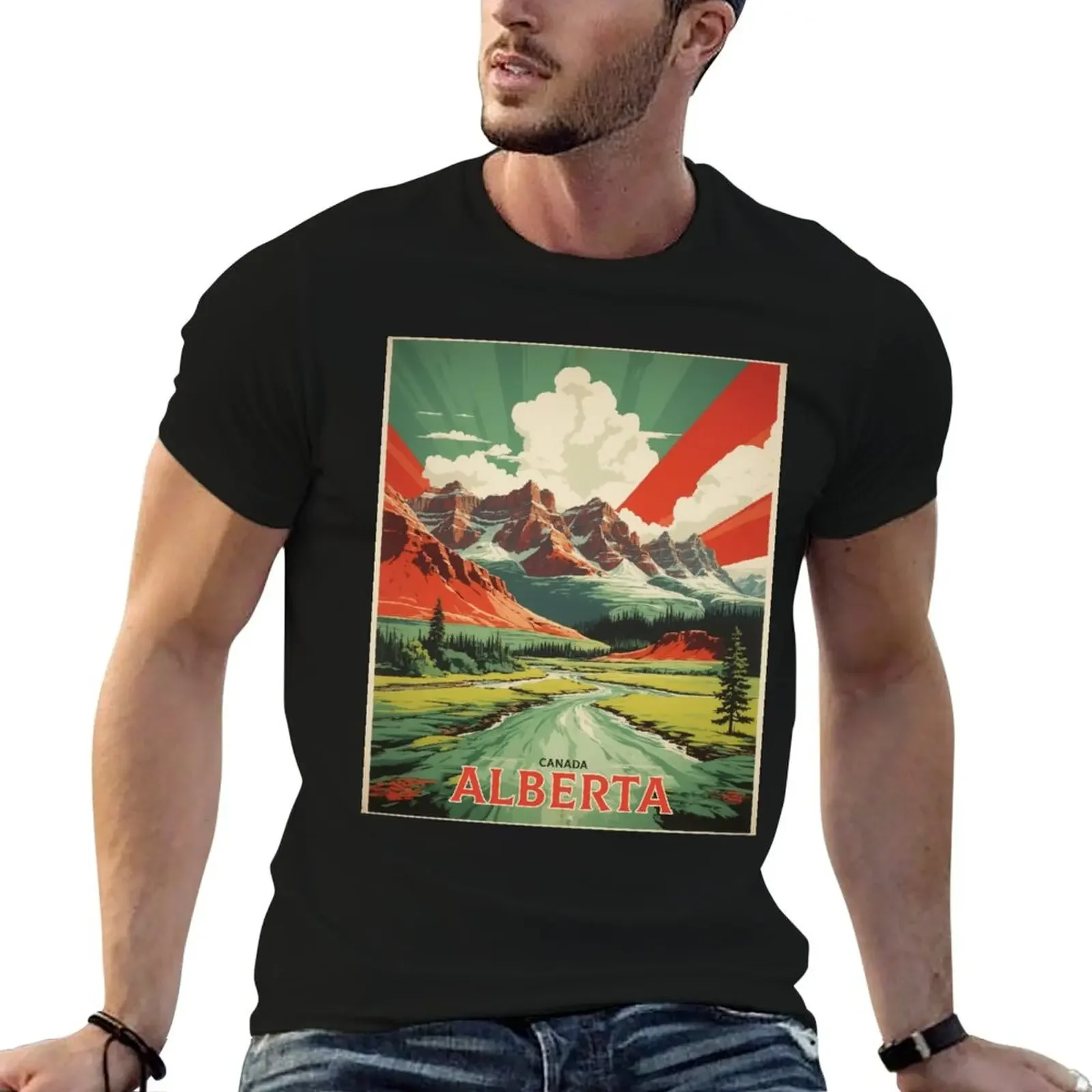 

Alberta Canada Vintage Poster Tourism T-Shirt vintage new edition men graphic t shirts