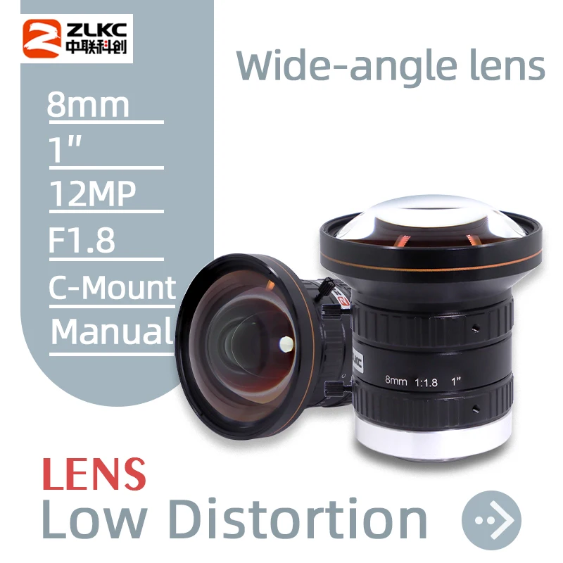 

ZLKC HD FA 12MP Lens C Mount 8mm F1.8 Machine Vision Fixed Focal Lenth Industrial Camera Manual Iris for Positioning measuring