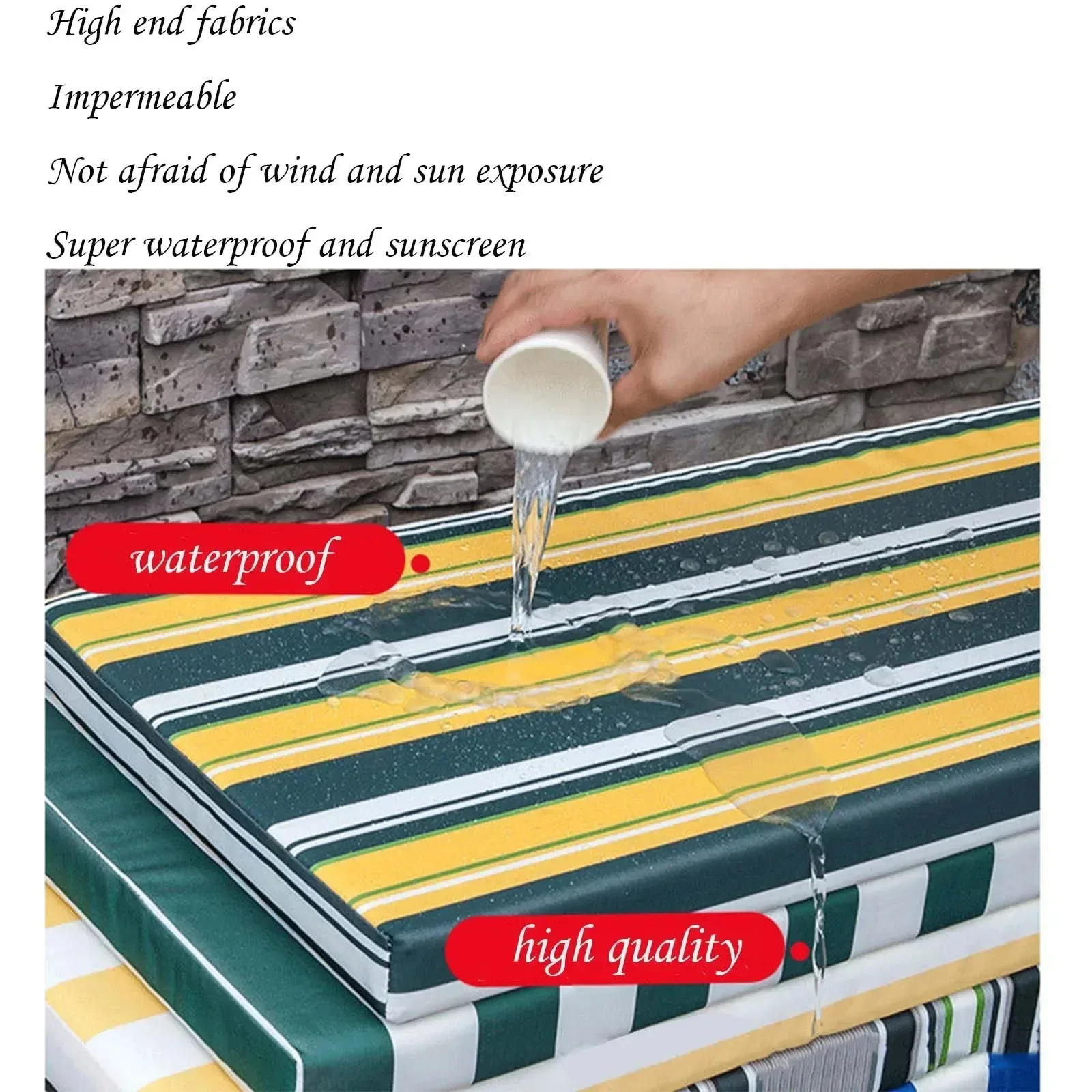 Outdoor Waterproof Custom Striped Bench Cushions Bay Window Chair Seat Pillow Cushions for Swing Backseat Garden Bench Seat