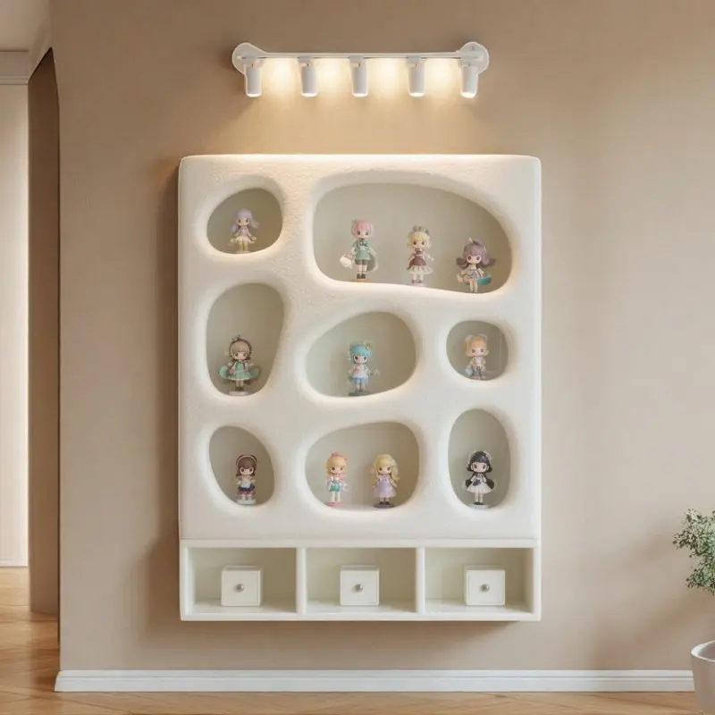 

Creative solid wood blind box storage display stand wall-mounted display box