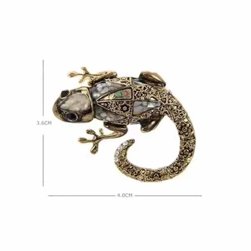 Broche de personnalité européenne et américaine pour hommes et femmes, épingle de costume en forme de lézard d'huile