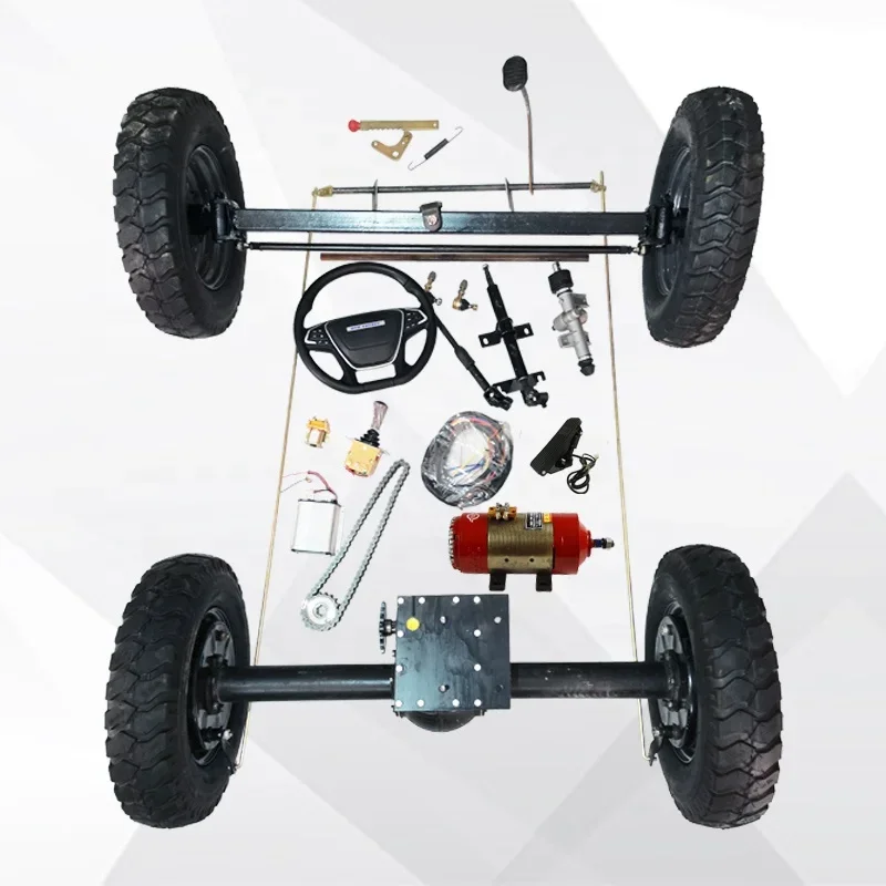 60v2000w 1.5 Ton Retrofit Quadricycle Assembly Front Rear Axle Brush Motor Controller Kits Chain Drive Electric Four Wheel Cart