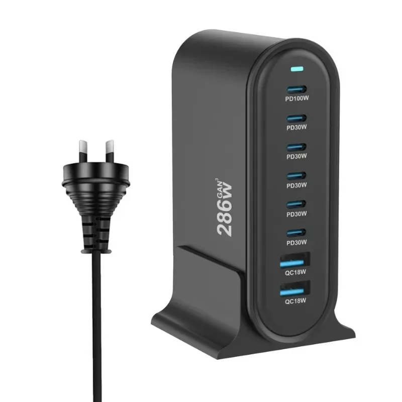 

286W Desktop 8-Ports USB Type C PD Charger Fast Charge 3.0 USB Type C 100W PPS Fast Charger Mobile USB Charger