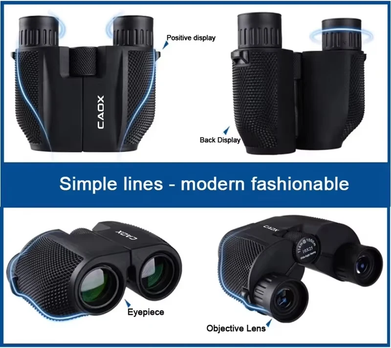 CAOX Fernglas 10X25 Langstrecken-Taschenfernrohr HD Teleskop Faltbares Kompaktes Bak4 Prisma Fernglas Optisches Zielfernrohr FMC-Linse für die Jagd – Detail 3