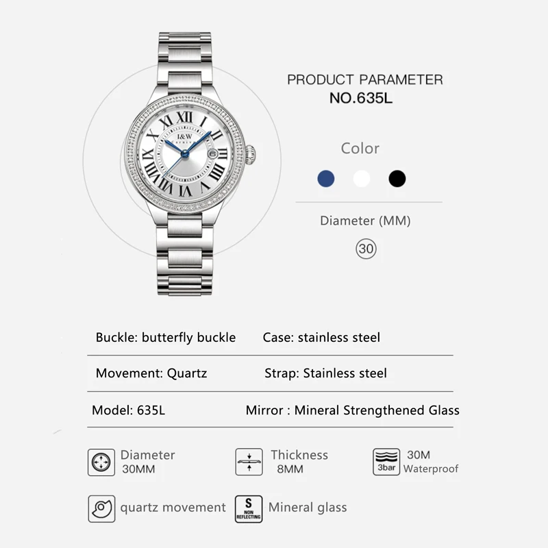 Carnaval dameshorloge topmerk luxe mozaïek zirkoon quartz horloges voor dames roestvrij staal mode waterdicht polshorloge