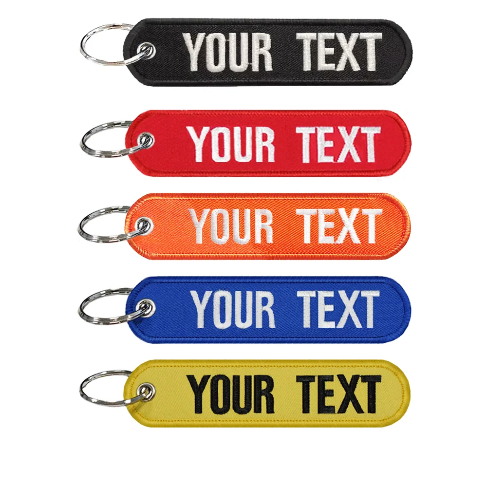 Personalized Keychain with Name Patch, Embroidery text  , Key-Ring Accessory for a Tag Customized Gift