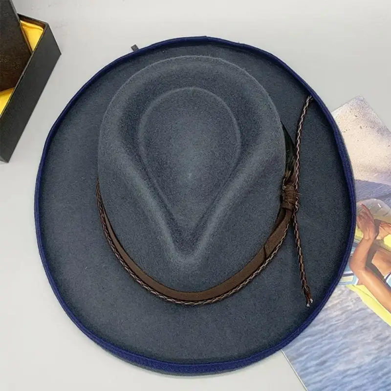 

L5YA Homburg Wool Classical Styling Hat Gifts for Boyfriend Hat Wide Brimmed Unisex Wear for Gatherings Photo Props