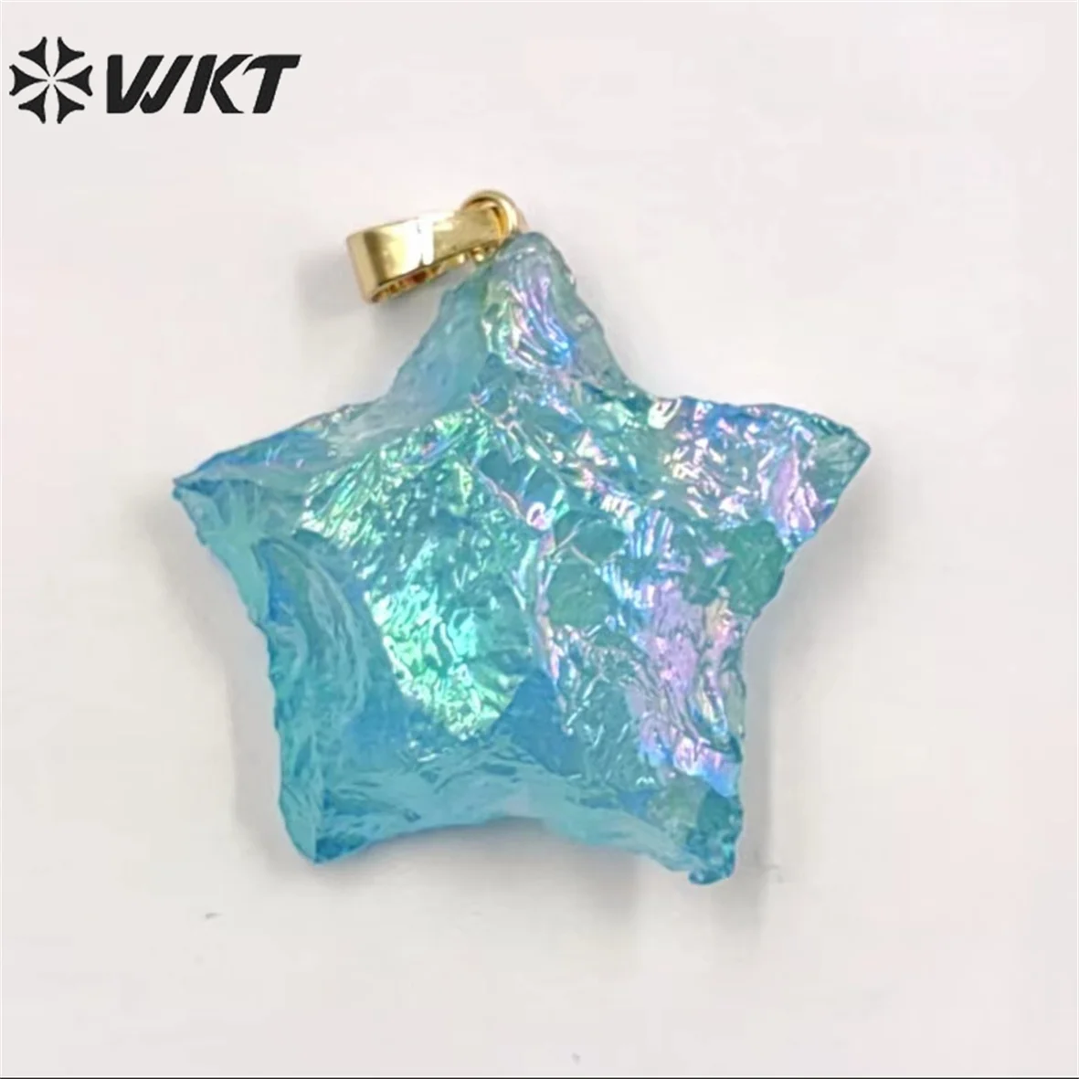 

WT-P1885 WKT 2022 Noble style raw crystal quartz with aqua party gift women with gold-plate pendant hot trend INS hot