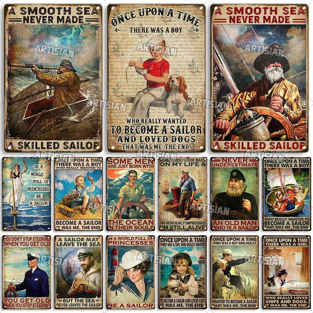 Artisian Sailor Металлическая вывеска Океан Олово Плакат Парусная декоративная тарелка Настенный декор Гараж Бар Паб Клуб Отель Кафе Кухня Дом