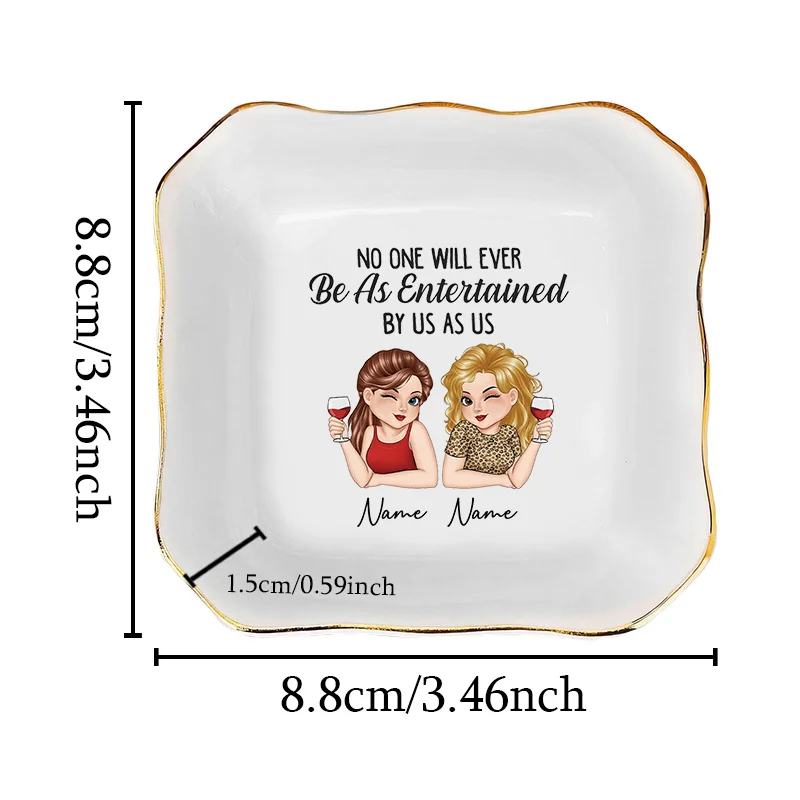 1pc Personalized Ceramic Jewelry Dish - Custom Name/Message & Photo Holder (Photo Not Displayed), Best Friend Birthday Gifts for