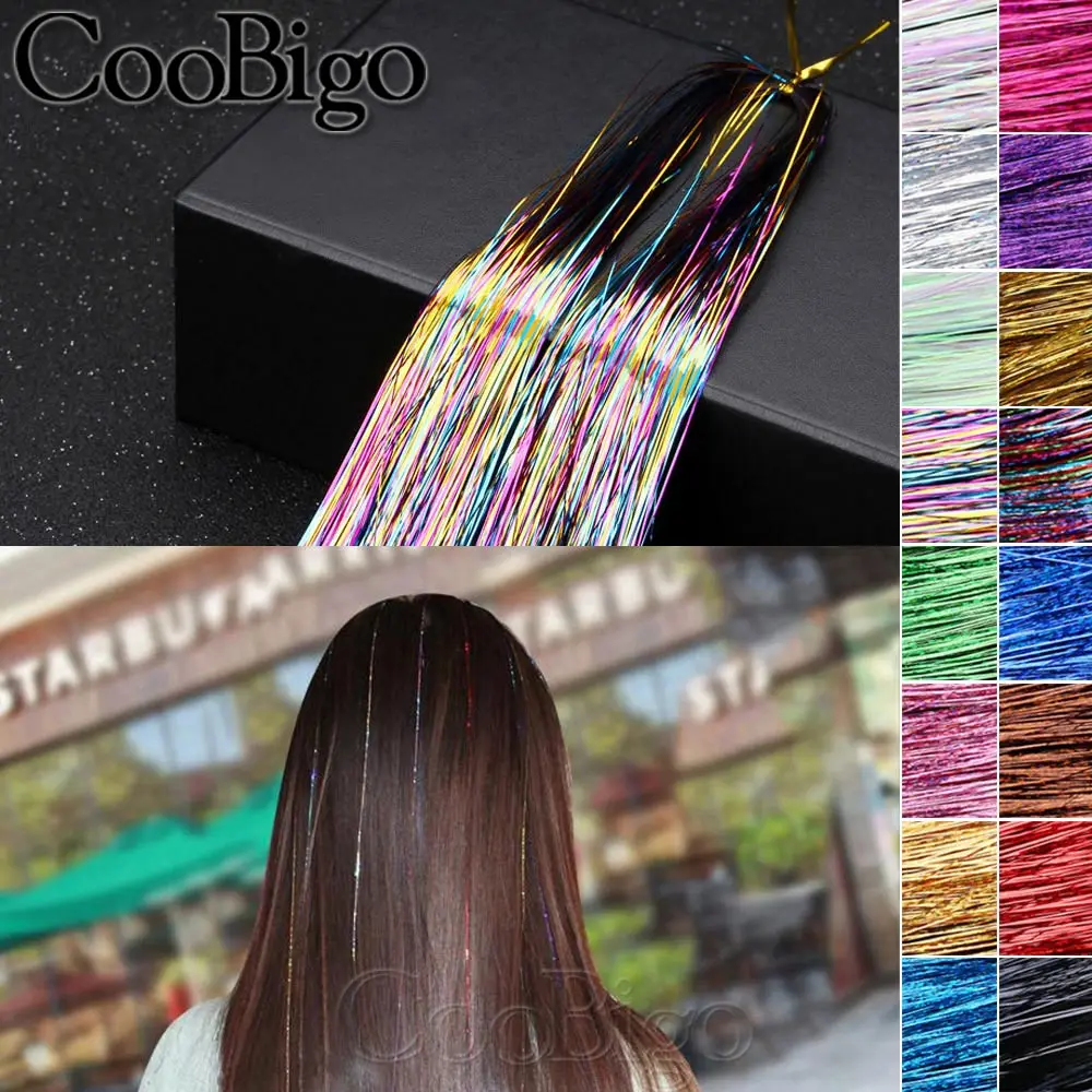 

Tinsel Strands Shiny Synthetic Silk Heat Resistant Sparkling Hair Extensions Braiding DIY Craft Accessories PET Materials 93cm