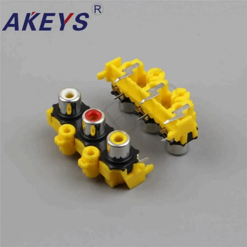 10PCS AV3-8.4-14 Houseuse AV Concentric Socket 3 RCA Female Outlet Yellow Board