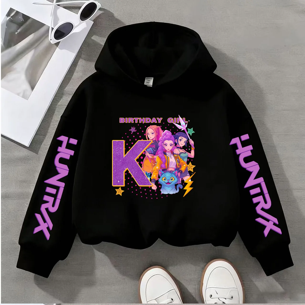2026 Kids A-Z Alphabet Birthday Hoodie Custom Letter Graphic Print Long Sleeve Casual Sweatshirt For Girls