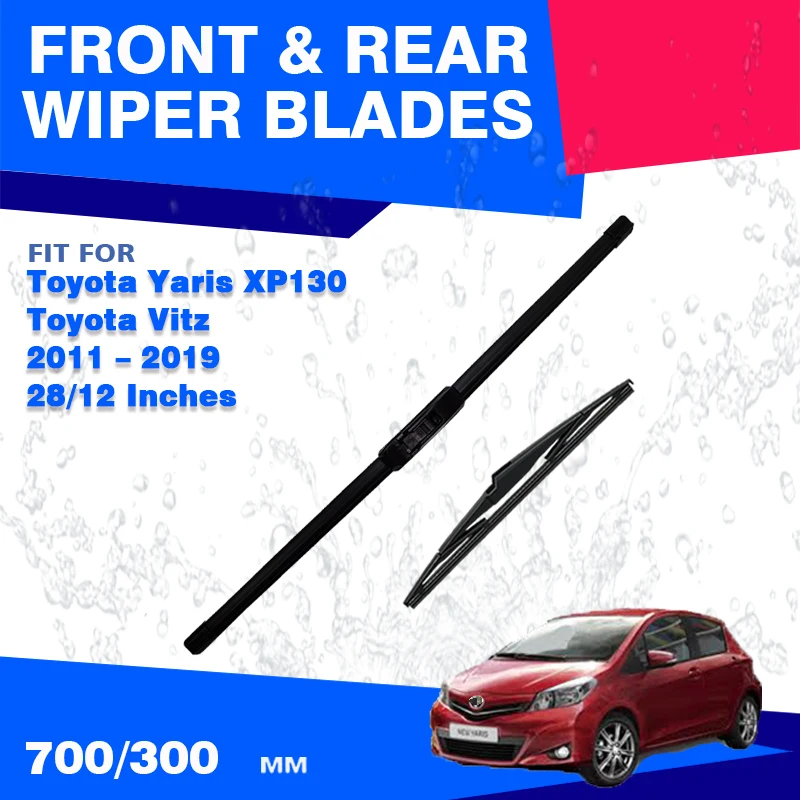 For Toyota Yaris Vitz XP130 2011 - 2019 Front Rear Wiper Blade Windshield Windscreen Quiet Durable Brushes Accessories 2012 2018