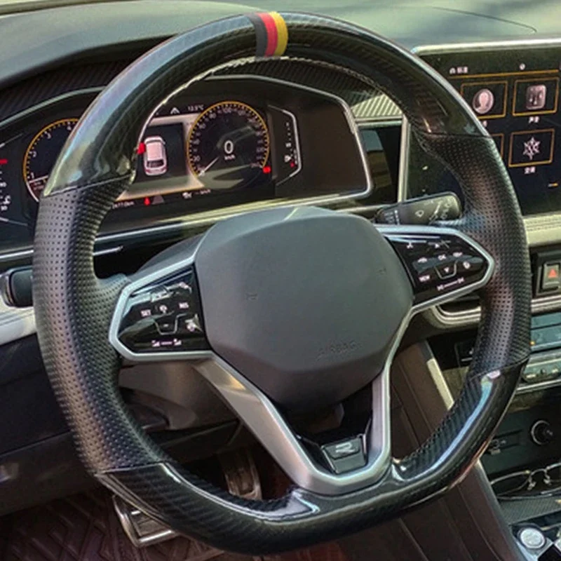 Customize DIY Carbon Fiber Genuine Leather Car Steering Wheel Cover Braiding For Volkswagen VW Golf 8 MK8 GTI Golf GTE 2020 2021