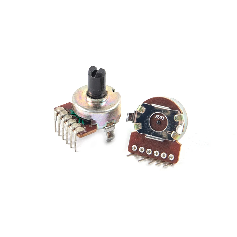 2Pcs Type 161 Semi-circular Shaft 50K B503 Potentiometer 6pin Power Amplifier Tuning Potentiometer Switch