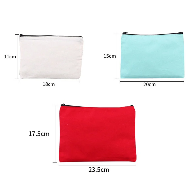 18x11/20x15/23.5x17.5cm Colorful Canvas Makeup Cosmetic Bag Pouch With Zipper Pencil Pen Pouch Case DIY Craft Bags for DIY Craft